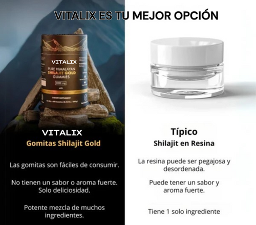 VITALIX Gold Gomitas de Shilajit Puro del Himalaya