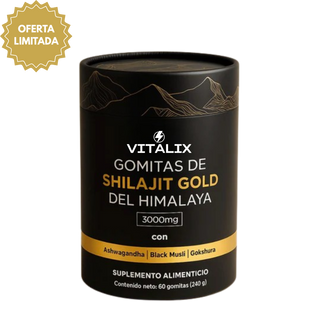 VITALIX Gold Gomitas de Shilajit Puro del Himalaya: Con Ashwagandha, Black Musli y Gokshura